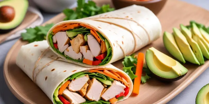 Wrap au Poulet, Avocat et Crudités