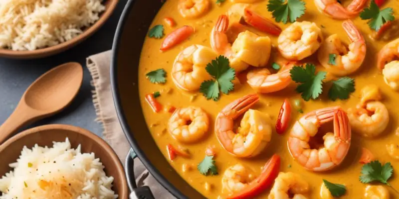Riz crémeux au curry et crevettes (One Pot)