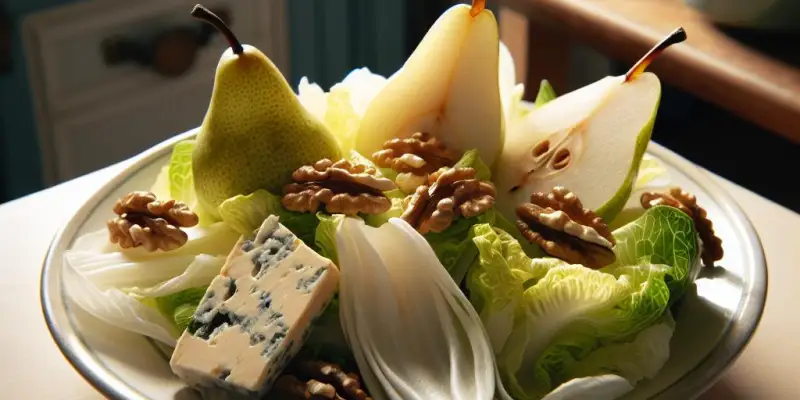 Salade d’endives, poires, noix et roquefort