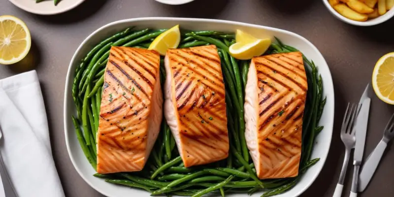 Saumon Grillé, Haricots Verts et Pommes de Terre Nouvelles