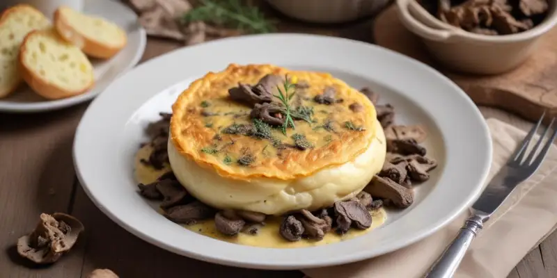 Omelette soufflée aux morilles et ciboulette nouvelle