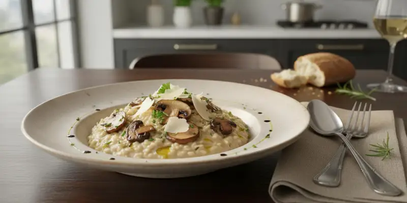 Risotto Crémeux aux Champignons et Parmesan