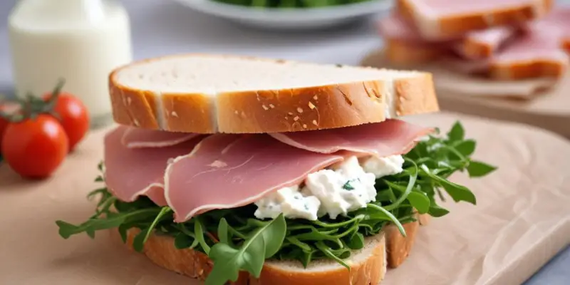 Sandwich Gourmand au Jambon Cru, Chèvre Frais et Roquette
