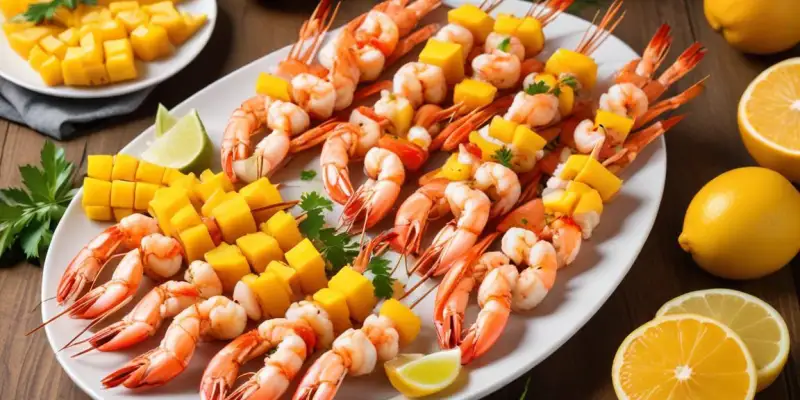 Brochettes Festives de Crevettes et Mangue Épicée