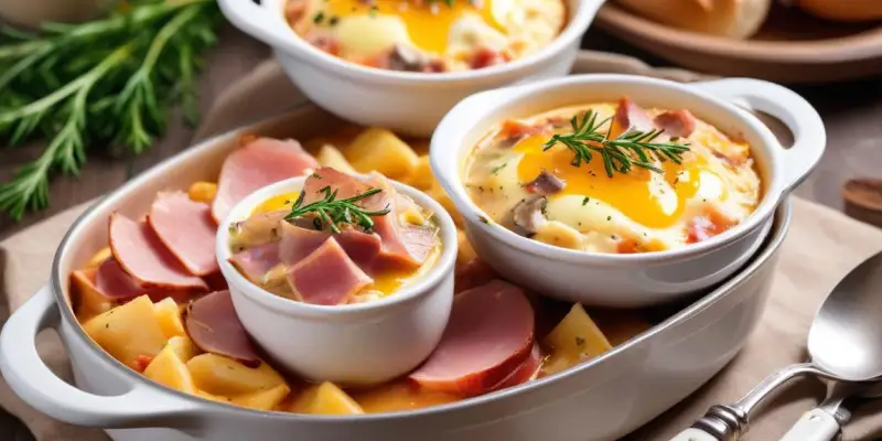 Œufs Cocotte au Jambon et Champignons