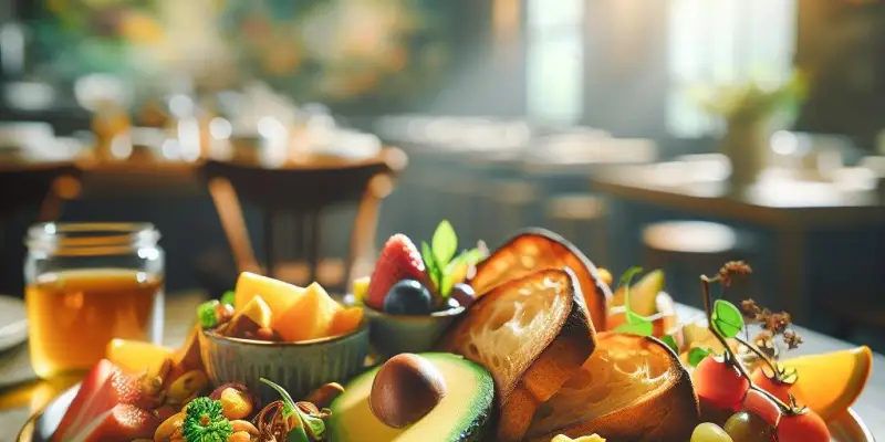 Brunch Gourmand : Pain Grillé, Oeufs Brouillés, Avocat et Fruits Frais