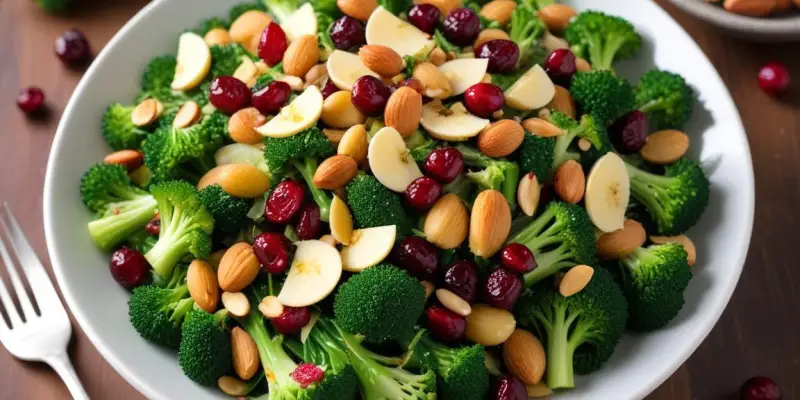 Salade de Brocolis Croquante aux Cranberries et Amandes