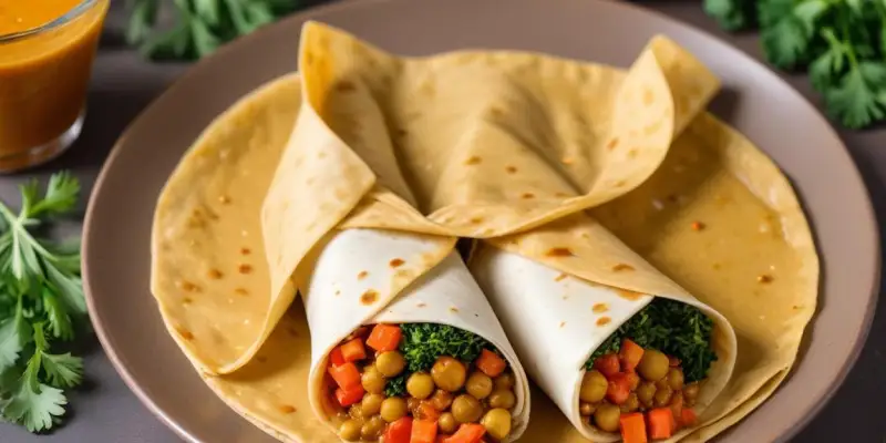 Wrap aux Lentilles Corail, Épinards et Sauce Curry