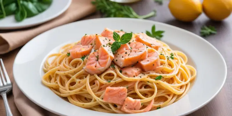 Linguine crémeuses au saumon fumé