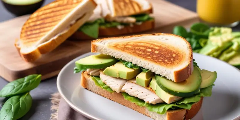 Sandwich au Poulet Grillé, Avocat et Jeunes Pousses