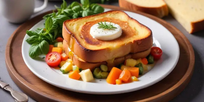 Pain perdu salé aux légumes et fromage