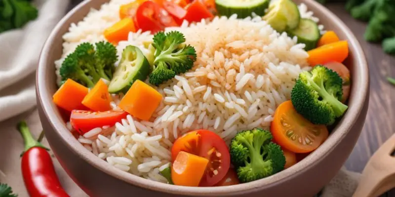 Bowl de riz complet aux légumes rôtis