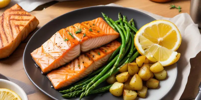 Saumon Grillé à la Plancha, Haricots Verts et Pommes de Terre Nouvelles