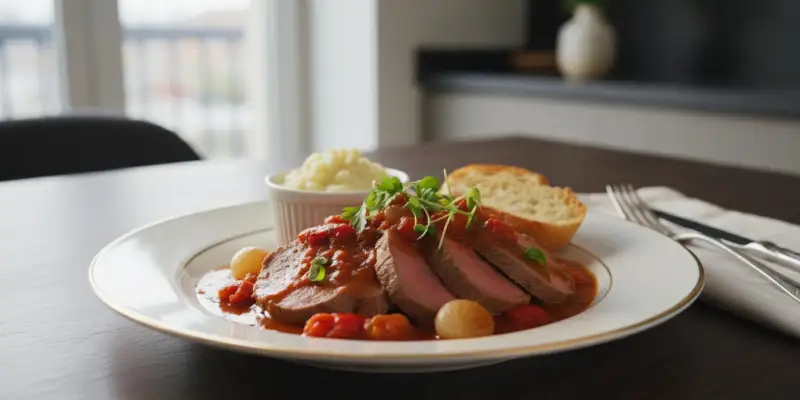 Langue de bœuf à la sauce tomate douce au Cookeo