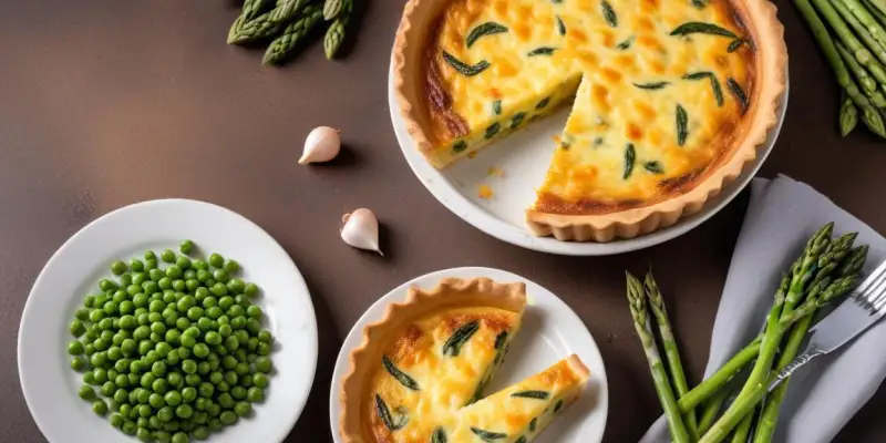 Quiche printanière aux asperges et petits pois