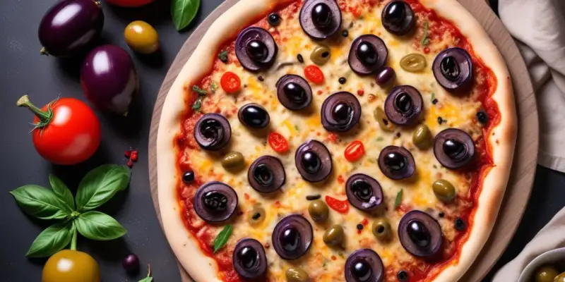 Pizza Sicilienne aux Aubergines, Câpres et Olives