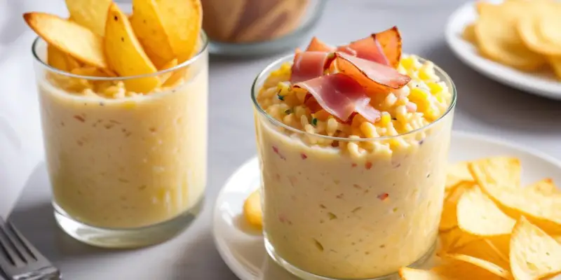 Verrine de risotto crémeux au safran et chips de jambon cru