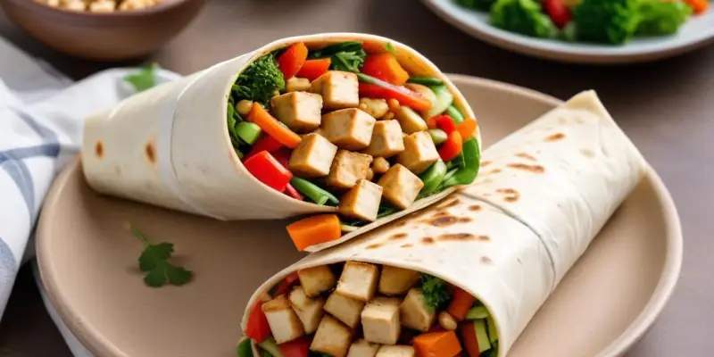 Wrap au Tofu Mariné et Légumes Croquants