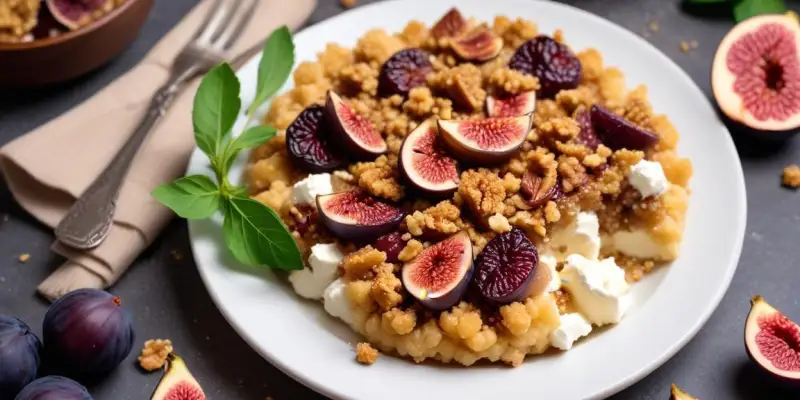 Crumble salé aux figues, chèvre et noix