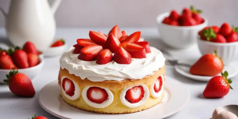 Gâteau roulé à la fraise et mousse de mascarpone
