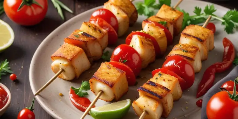 Brochettes de cabillaud aux épices cajun et tomates cerises