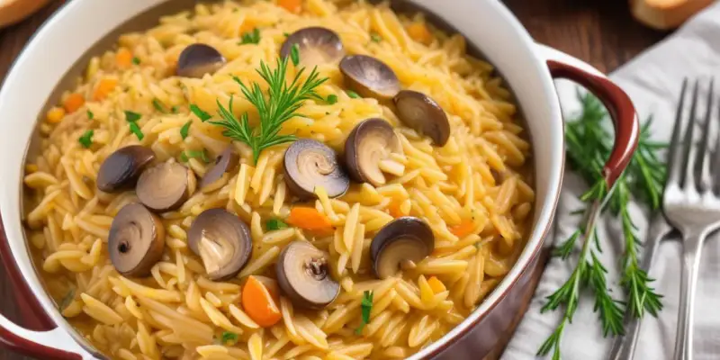 One Pot Orzo Crémeux aux Champignons