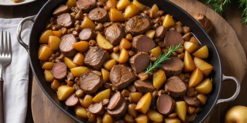 Sauté de veau aux champignons d'hiver et pommes de terre grenaille pour 8 personnes
