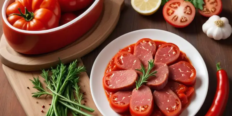 Mijoté de viande à la tomate, ail et romarin