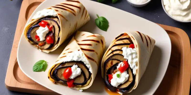 Wrap aux Aubergines Grillées et Ricotta