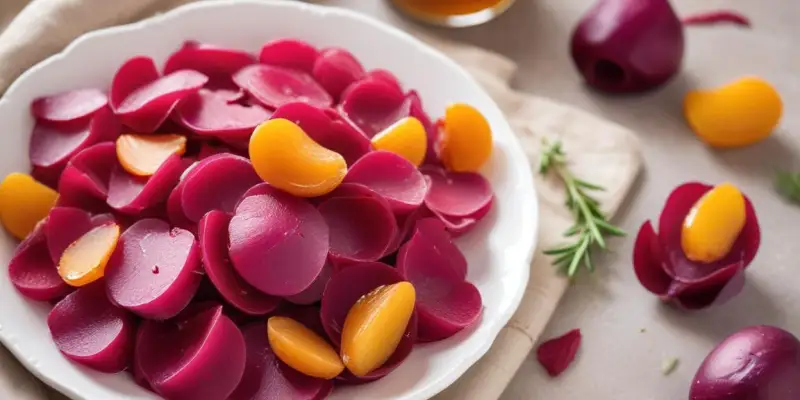 Pétales de betterave confits au miel de thym