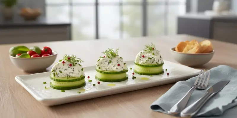 Trio de Bouchées Fraîcheur au Concombre et Fromage de Chèvre