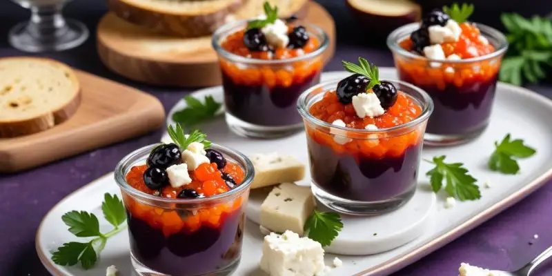 Verrines de Caviar d'Aubergines et Feta