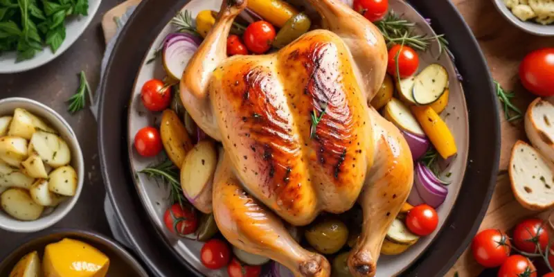 Poulet Rôti aux Herbes de Provence et Légumes Grillés