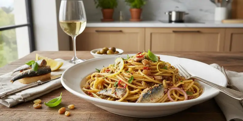 Spaghettis à la Sicilienne aux Sardines et Citron