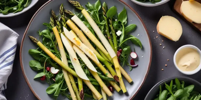 Salade d'Asperges Grillées, Parmesan et Roquette