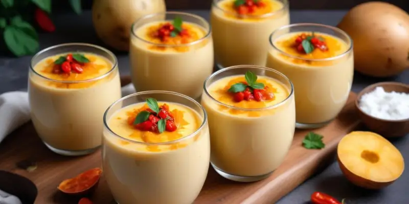 Verrines de Patate Douce Rôtie au Lait de Coco et Piment Doux