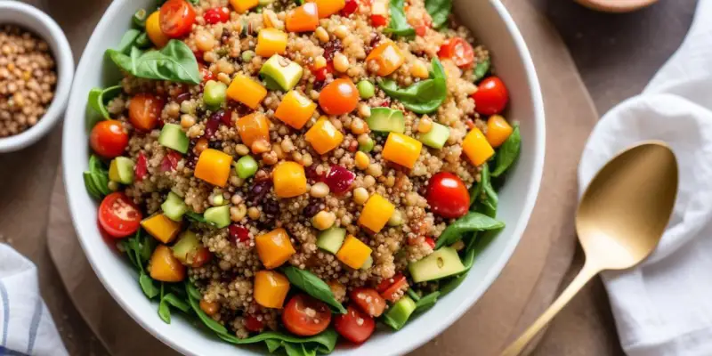 Salade de quinoa aux légumes croquants et vinaigrette légère