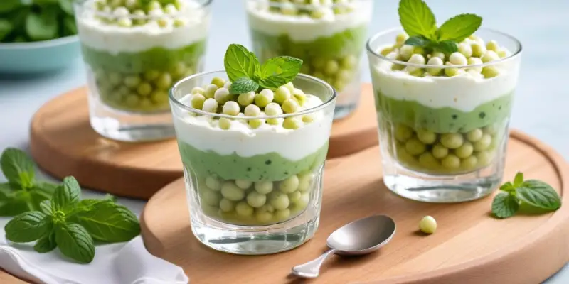 Verrines de Petits Pois, Menthe et Ricotta
