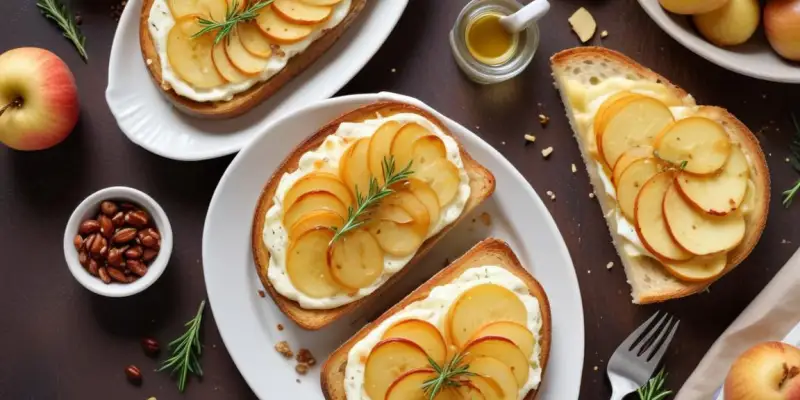 Tartines gratinées au Camembert, Pommes Caramélisées et Noisettes