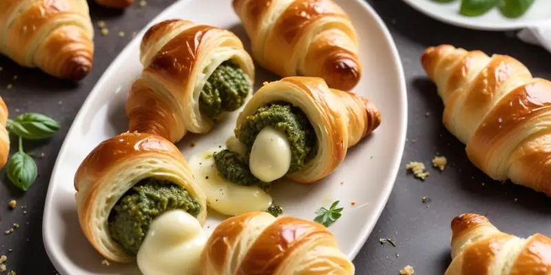 Mini croissants au pesto et mozzarella