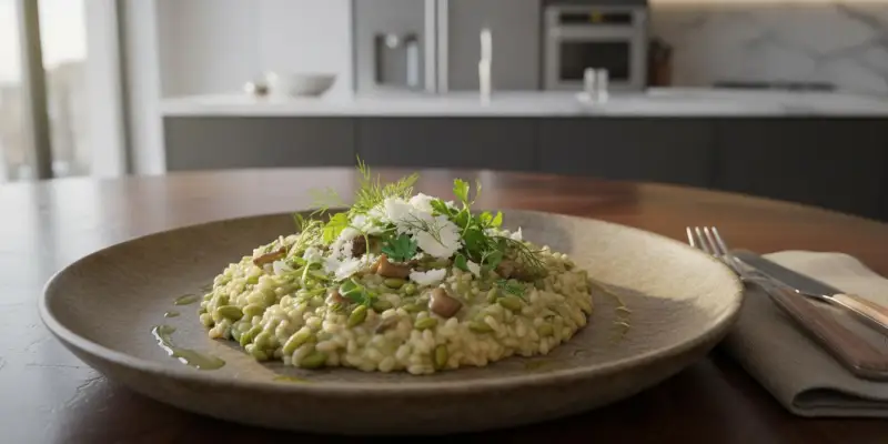 Risotto de Petit Épeautre aux Bourgeons d'Épicéa