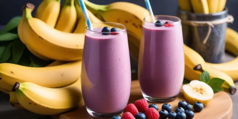 Smoothie Banane-Myrtilles Énergisant