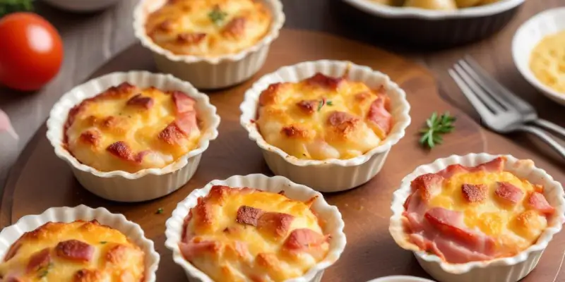 Mini-gratins de poireaux et jambon