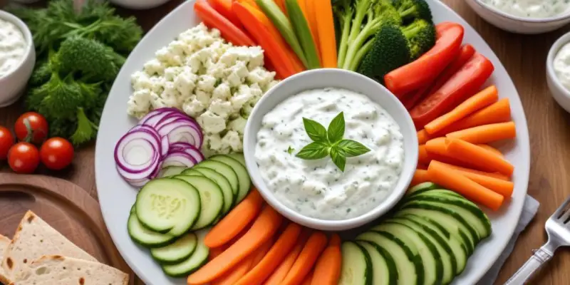 Tzatziki et légumes croquants