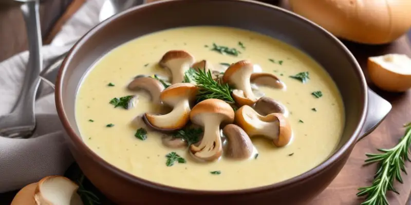Velouté Crémeux de Champignons à l'Ail Parfumé