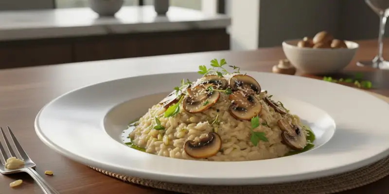 Risotto Crémeux aux Champignons de Paris et Parmesan
