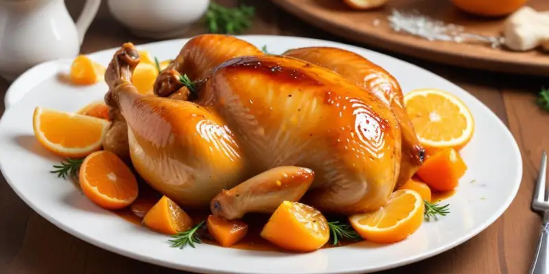Poulet rôti aux clémentines et miel