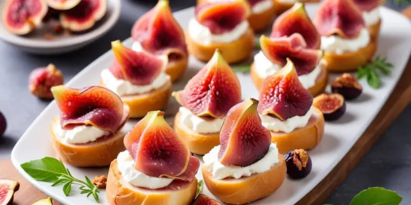 Bouchées Figues Fraîches, Jambon Cru et Chèvre Frais