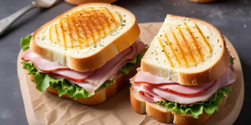 Sandwich Gourmand au Jambon de Pays, Fromage Frais et Concombre