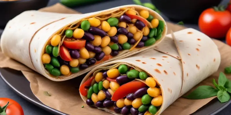 Wrap Végétarien Express aux Haricots Noirs et Maïs